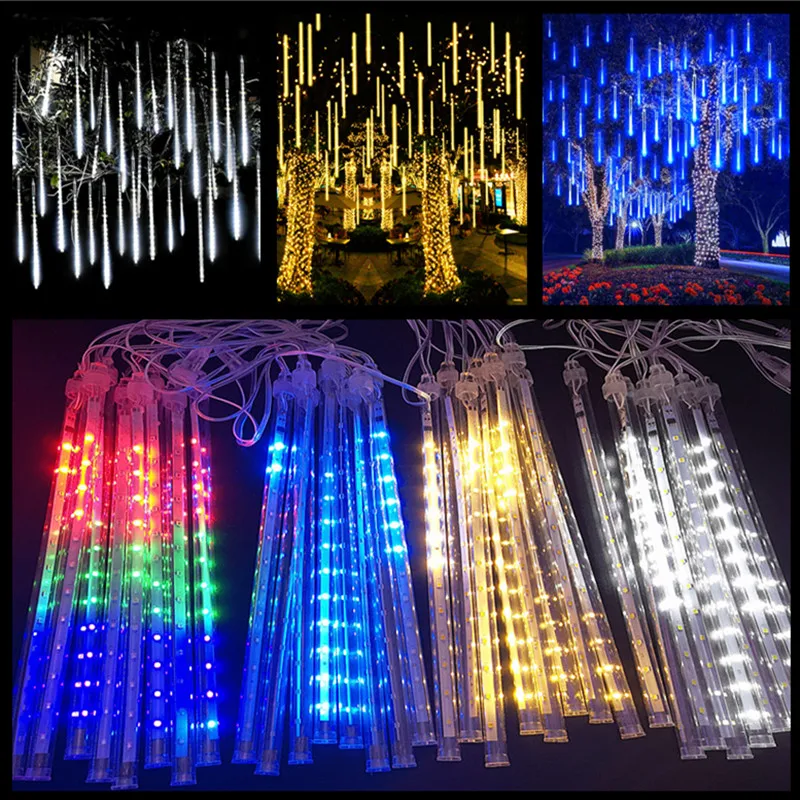 

LED Meteor Shower Curtain Lights Fairy String Lights Outdoor Christmas Tree Decorations for Home New Year Wedding Garden Garland