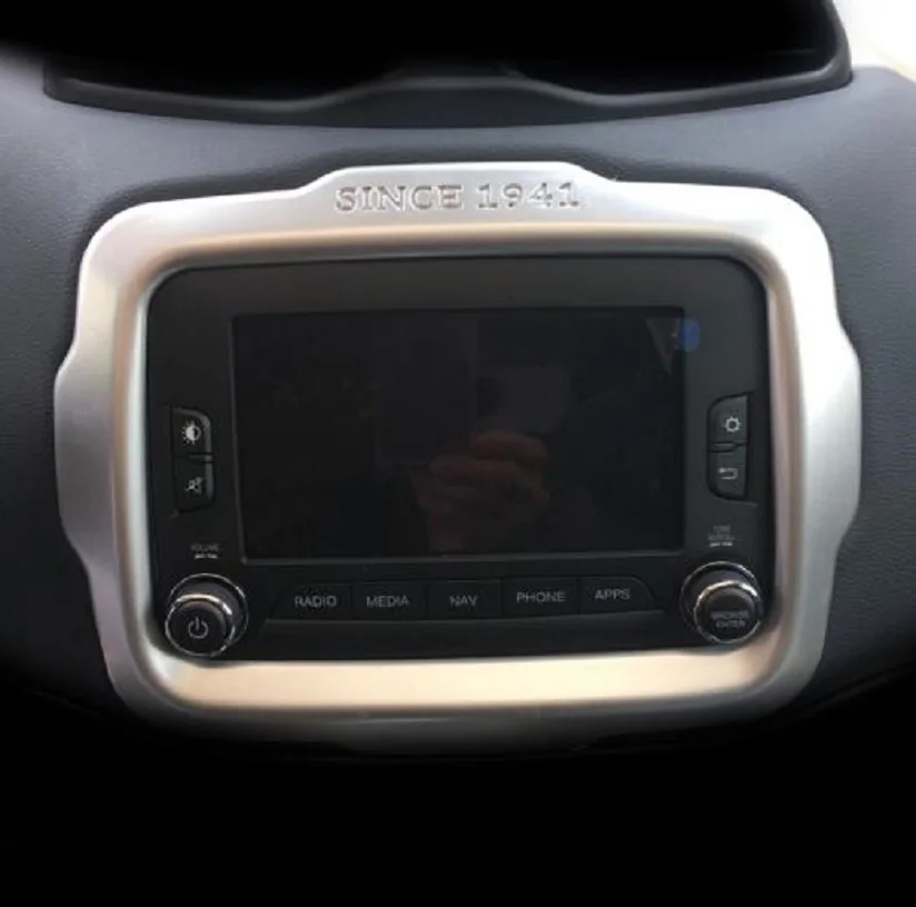 

For Jeep Renegade 2015 2016 2017 ABS Matte Car navigation panel Cover Trim Interior Car Styling Accessories