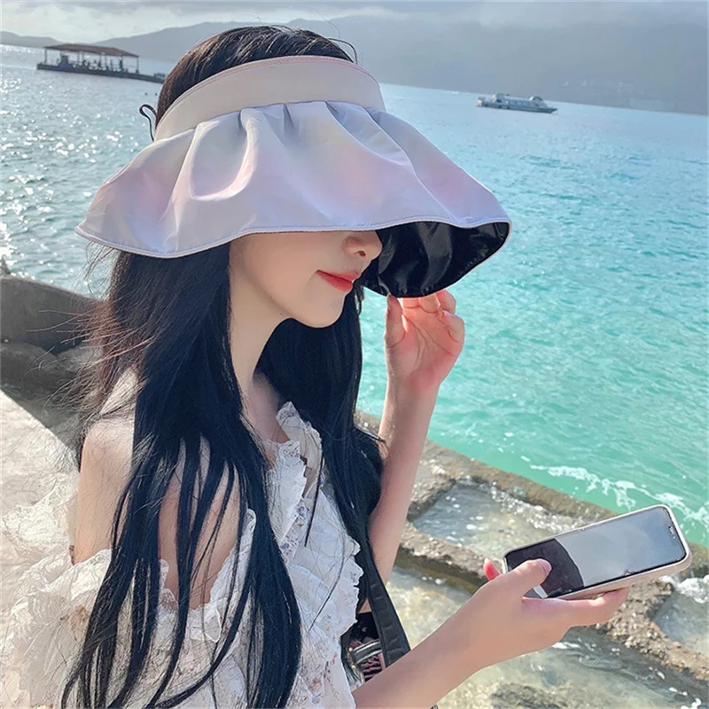 

Женская кепка от солнца с градиентом, Пляжная Складная Кепка от солнца с широкими полями, аксессуары для волос, 2022