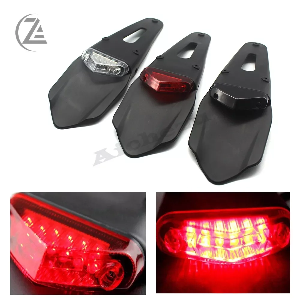 

ACZ Motorcycle Rear Fender License Plate Bracket Holder With 12V LED Taillight Brake Lamp Universal For Enduro Off-Road Bike