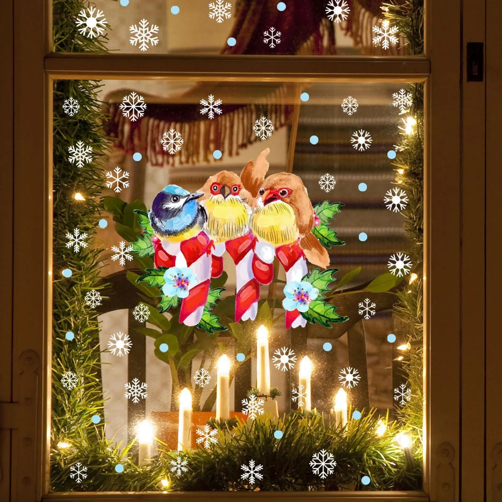 

PVC Cartoon Christmas Bird Sticker Merry Christmas Decor For Home Mirror Stickers Snowflake Wall Door Sticker 2023 NEW YEAR M6D8