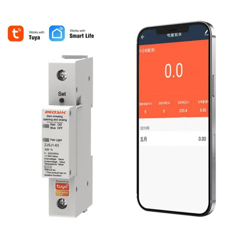 

Energy Acquisition Switching Single Phase 63a Tuya Multi-functional 1p New Smart Home Real Time Single Phase Meter