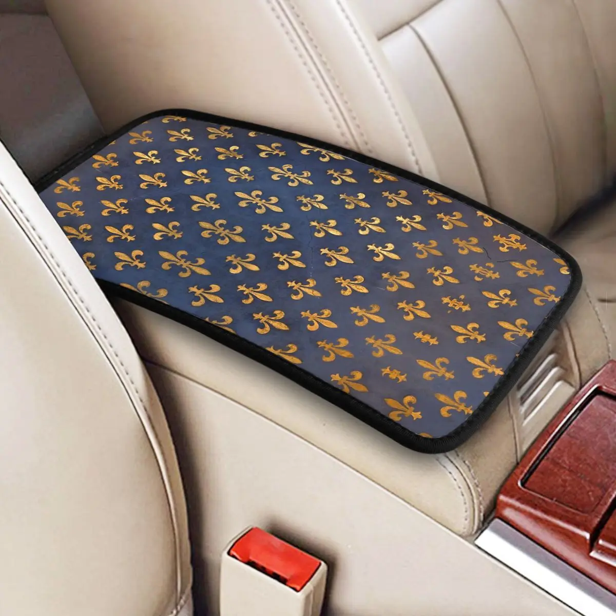 

Car Armrest Cover Mat Leather Florence Center Console Cover Pad Fleur De Lis Lily Flower Symbol Flag Car Accessories