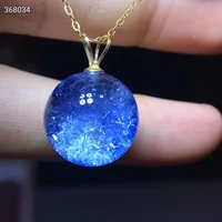 natural blue dumortierite rutilated quartz pendant round sphere brazil 14 7mm waelthy women men jewelry aaaaaaaa