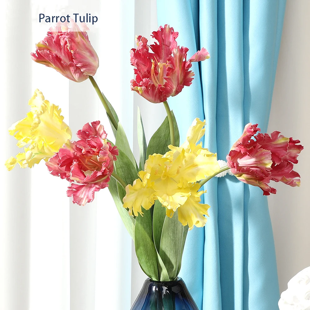 1 шт. Новый Шелковый 3D попугай тюльпан 68 см Искусственный цветок на ощупь