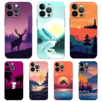 hand painted scenery soft transparent phone case cover for iphone 13 12 11 pro max x xr 8 7 plus se 2020 xs max luxury shell bag