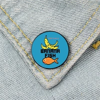banana fish pattern printed pin custom funny brooches shirt lapel bag cute badge cartoon enamel pins for lover girl friends