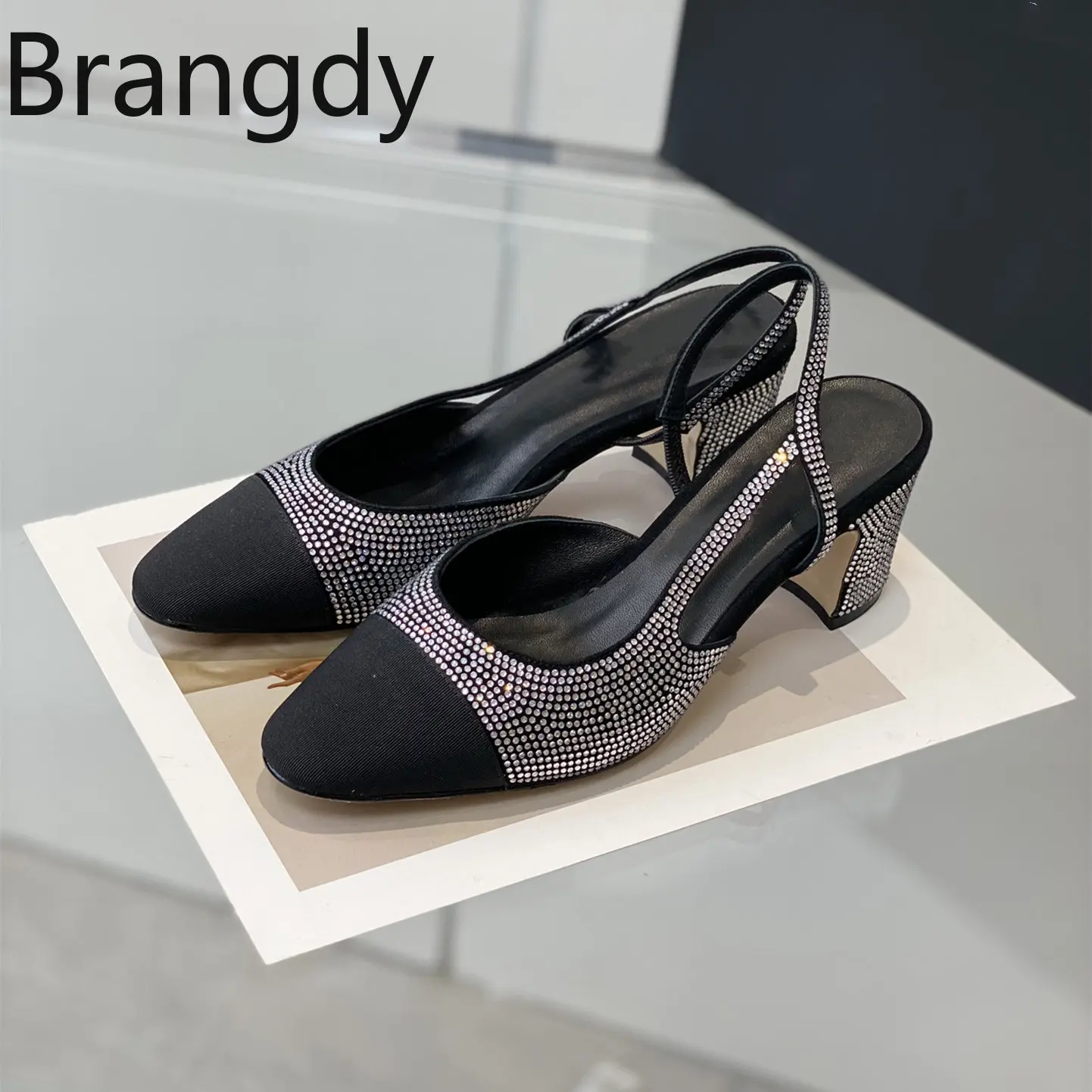 

Women Shoes Size34-45 Genuine Leather Crystal Sandals High Heels Slingbacks Pumps Designer Shoes Summer Luxury Zapatillas Mujer