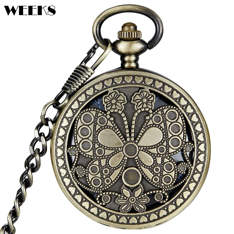7 Design Vintage Mechanical Clock Flower Man Pocket Watch Clock Chain Steampunk Skeleton Watches for Men Chinese Factory Pendant