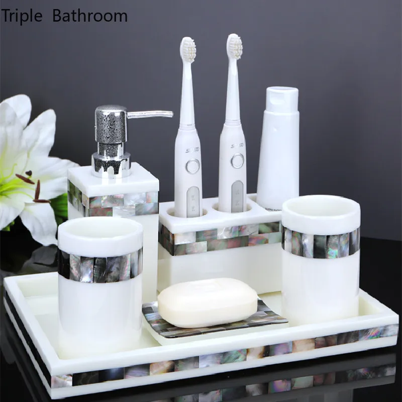 

1pc Shell Resin Wash Set Soap Dispenser Gargle Cup Storage Tray Toothbrush Holder Soap Dish Home Bathroom Bath Supplies