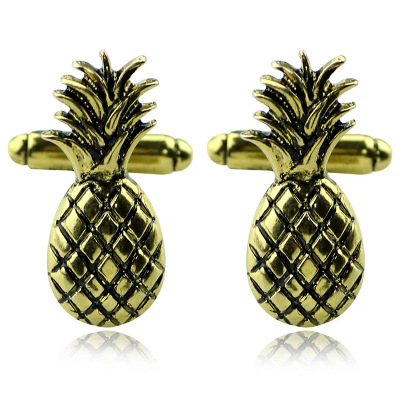 

Fruit Pineapple Cuff Links Golden Luxury Metal Cufflinks Men's Fashion Shirt Cuff Button Jewelry