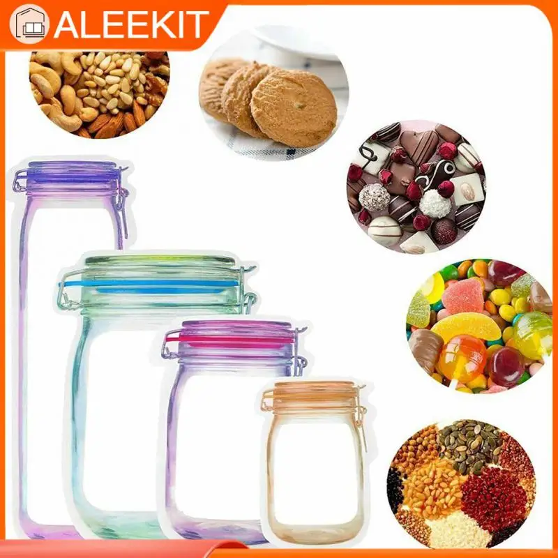 

4 SizeReusable Mason Jar Bags Zip Lock Leakproof Food Saver Storage Bags Nut Cookies Snack Fresh Keeping Seal Organizer