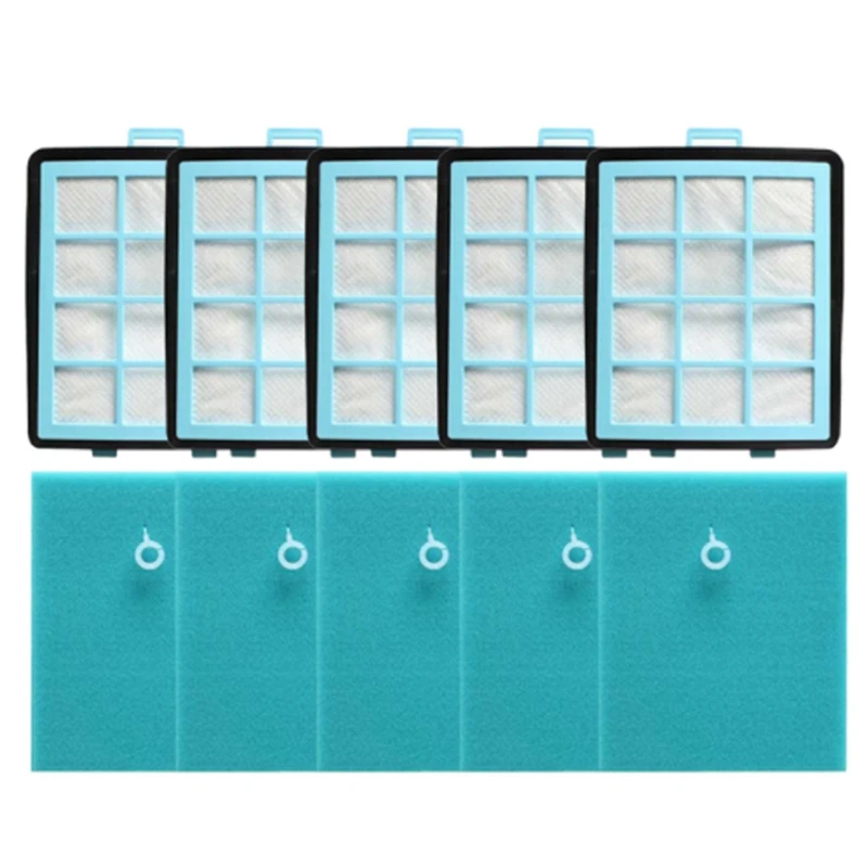 

5Pcs Sponge Cotton & 5Pcs HEPA Filters For FC8760 FC8761 FC8764 FC8766 FC8767 Vacuum Cleaner Parts Replacement