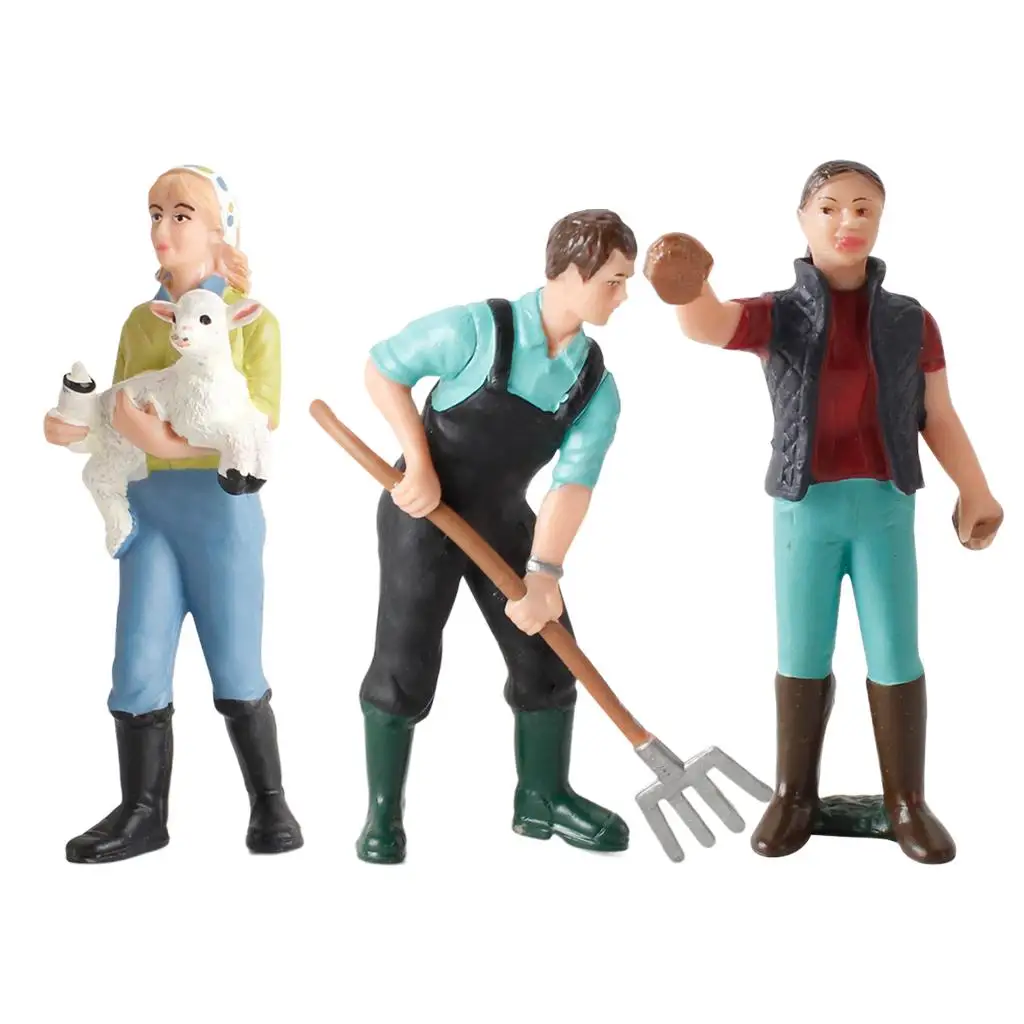 

3pcs/Set Model Toys Farmer Worker Action Figures Decoration SCALE