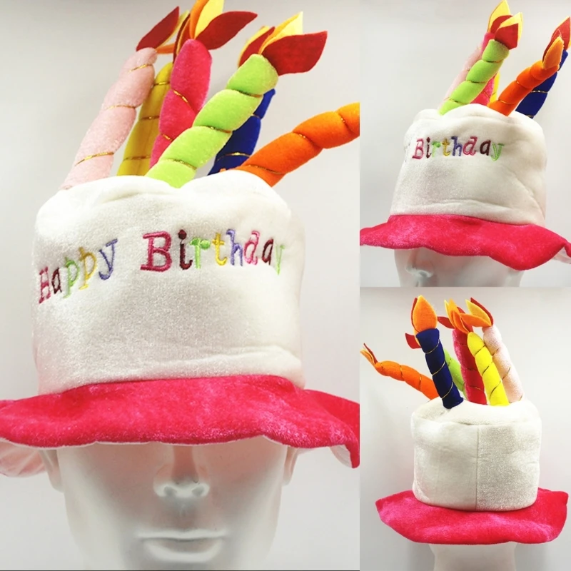 

Unisex Adults Birthday Cake Hat with Candle Women Fancy Party Fancy Dress