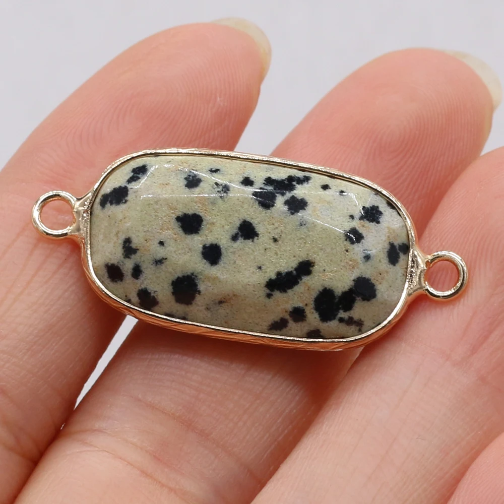 

Natural Damation Jasper Stone Rectangle Plating Golden Faceted Pendant Necklace Bracelet Connector Charms For Jewelry Making