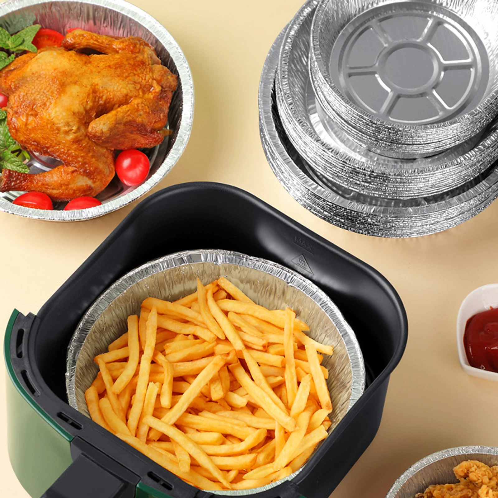 

Одноразовая фритюрница, круглый поднос из оловянной фольги для приготовления пиццы, барбекю, духовки, 50 шт.