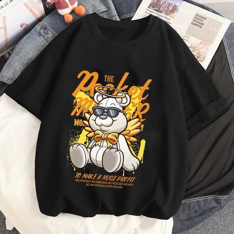 

Women's Oversized T-shirt Top Retro Korean Style Anime Bear Print Punk Graphic T Shirts Gothic Clothes Tops Harajuku