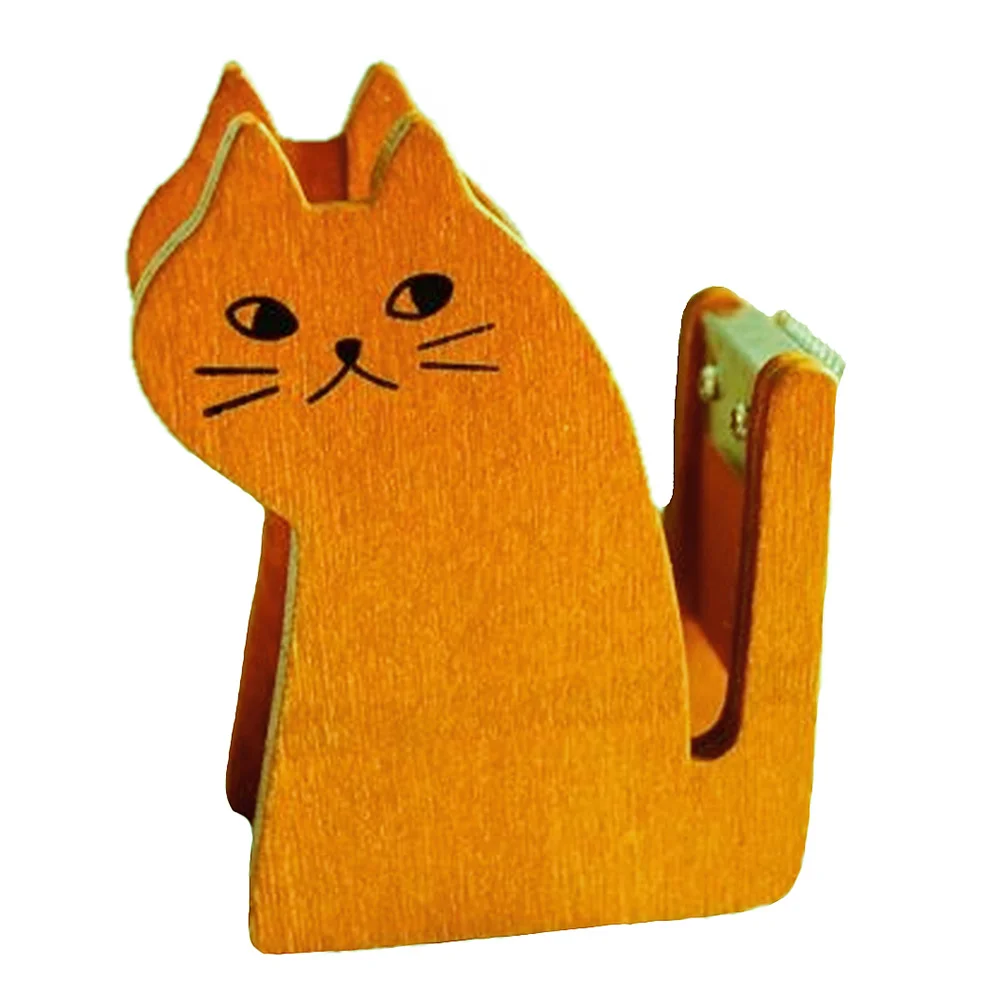 

Tape Dispenser Cute Desk Wooden Cat Heat Holder Kids Animal Desktop Office Kitten Shipping Packaging Ornament Stand Figurine