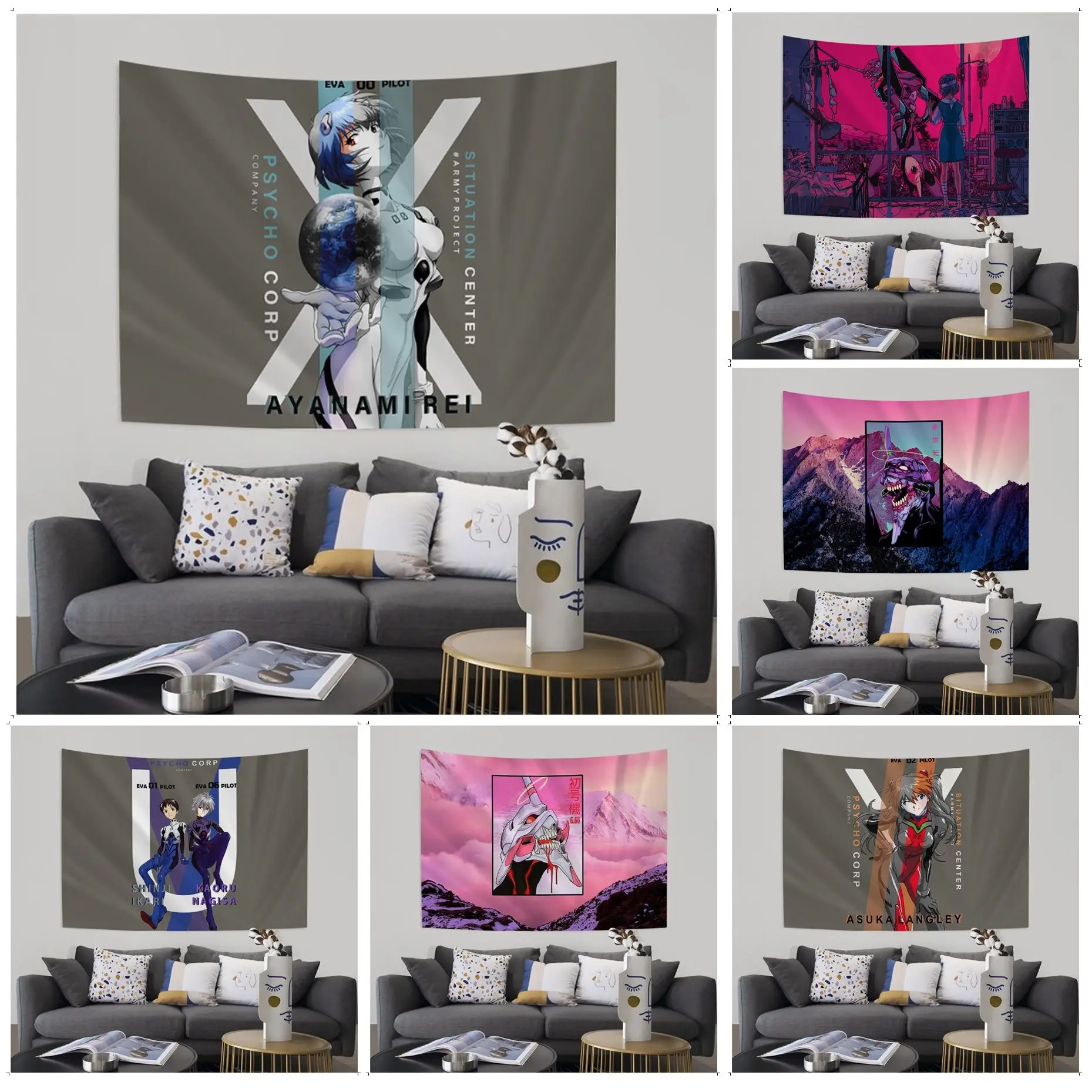 

Bandai Japanese Anime Evangelion Hanging Bohemian Tapestry Hanging Tarot Hippie Wall Rugs Dorm Home Decor