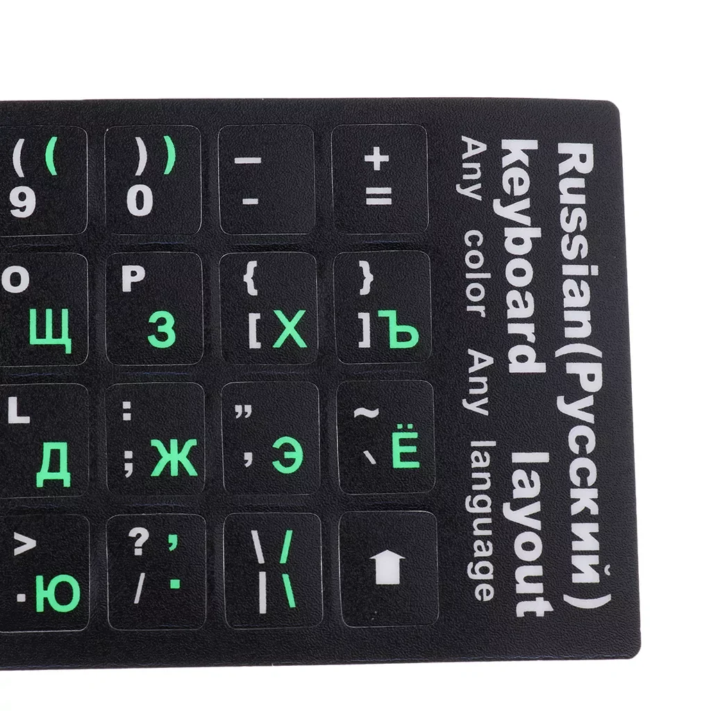 

Russian Keyboard Stickers Green Letters Keyboard Cover Sticker Protector for 10-17' Laptop PC Flexible washable laptops keyboard