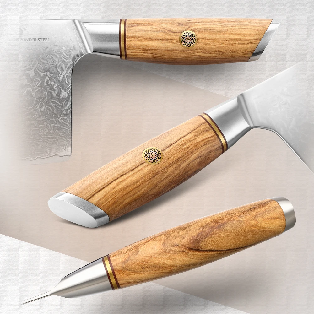 Купить XINZUO 7,5 ''нож шеф-повара 62-64 HRC Дамасская нержавеющая сталь бритва острый нож для нарезки мяса нож для мясника ручка из оливкового дерева