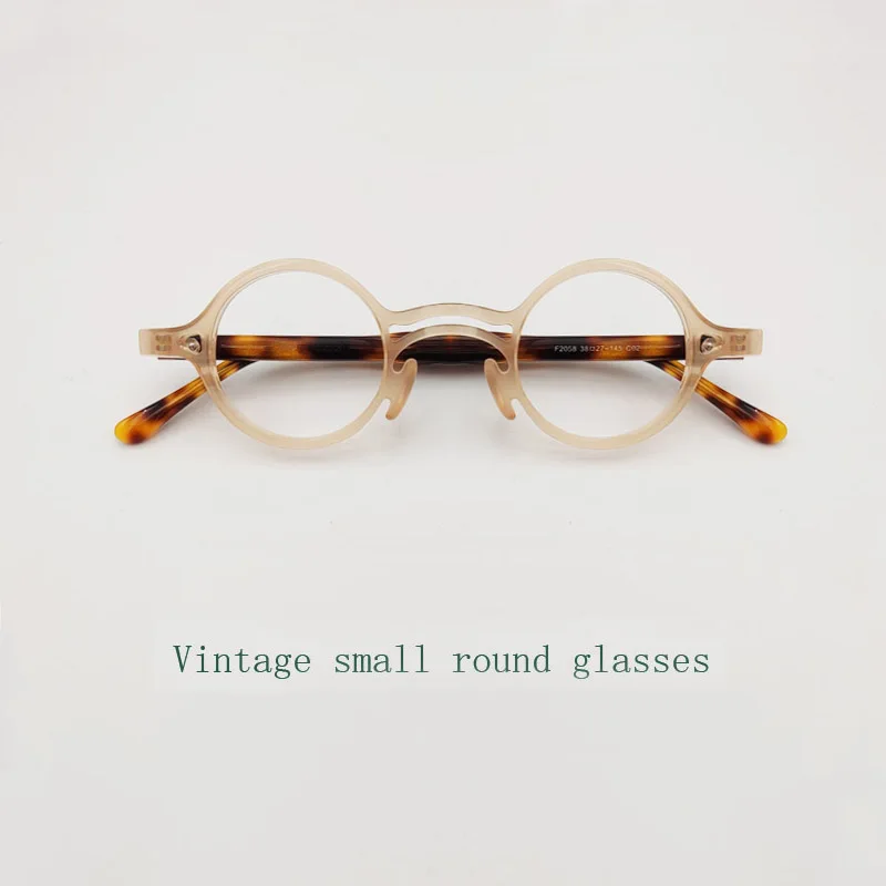 Acetate Vintage Small Round Glasses Frame Men Retro Clear  Eyeglasses Women Optical Myopia Prescription Reading Spectacles Frame