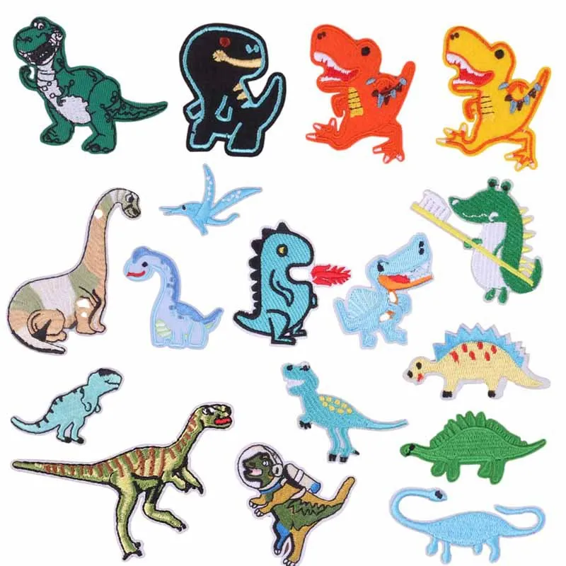 

17Pcs/lot Cartoon Dinosaur Ironing Embroidered Patch For on Child Clothes Hat Jeans DIY pants Sticker repair Backpack Applique