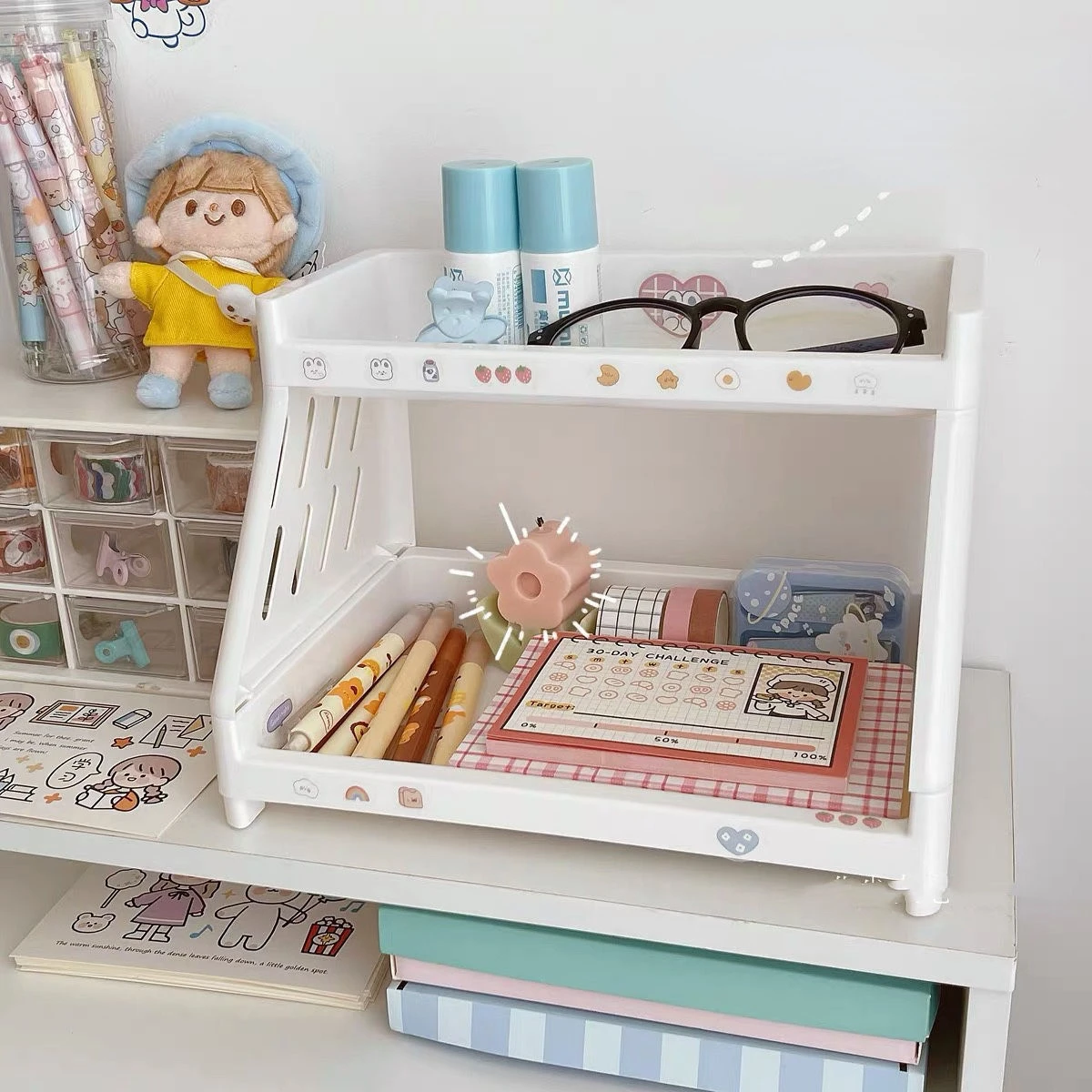 

INS Plastic Desktop Storage Rack Cosmetic Storage Rack Organizer 2 Tier Bathroom Shelves Storage Rack Storage Box Shelf