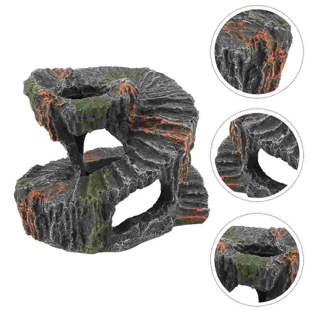 

Aquarium Tank Platform Reptile Cave Turtle Hiding Basking Terrace Tortoise Decoration Landscaping Climbing Resting Ornament