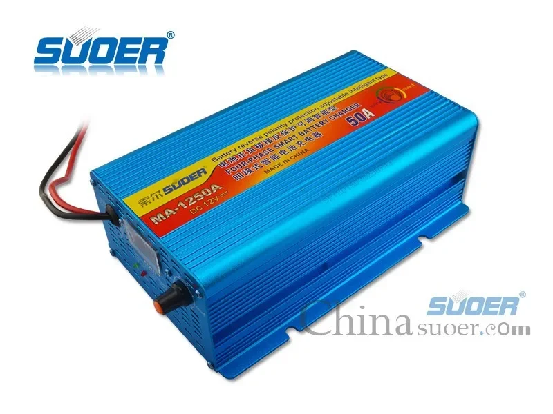 Портативное четырехфазное зарядное устройство для Suoer 50 AMP 12 В автоматическое