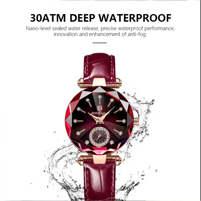 POEDAGAR Women Watches Fashion Diamond Dial Leather Quartz Watch Top Brand Luxury Waterproof Ladies Wristwatch Girlfriend Gift 4