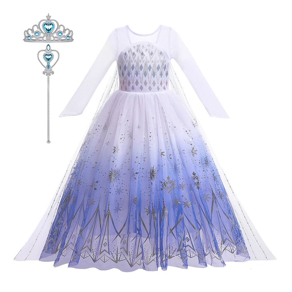 Платье принцессы Эльзы Холодное сердце для девочек Диснея белое сетчатое платье