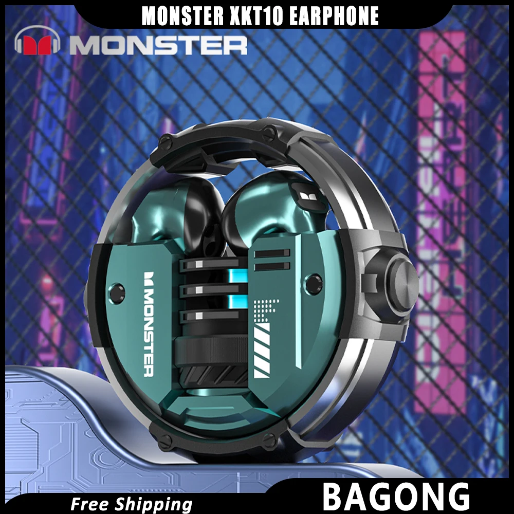 

Original New Monster Xkt10 Earphone Wireless Bluetooth Tws Earbuds Mechanical E-Sports Large Battery Life Enc Noise Reduction