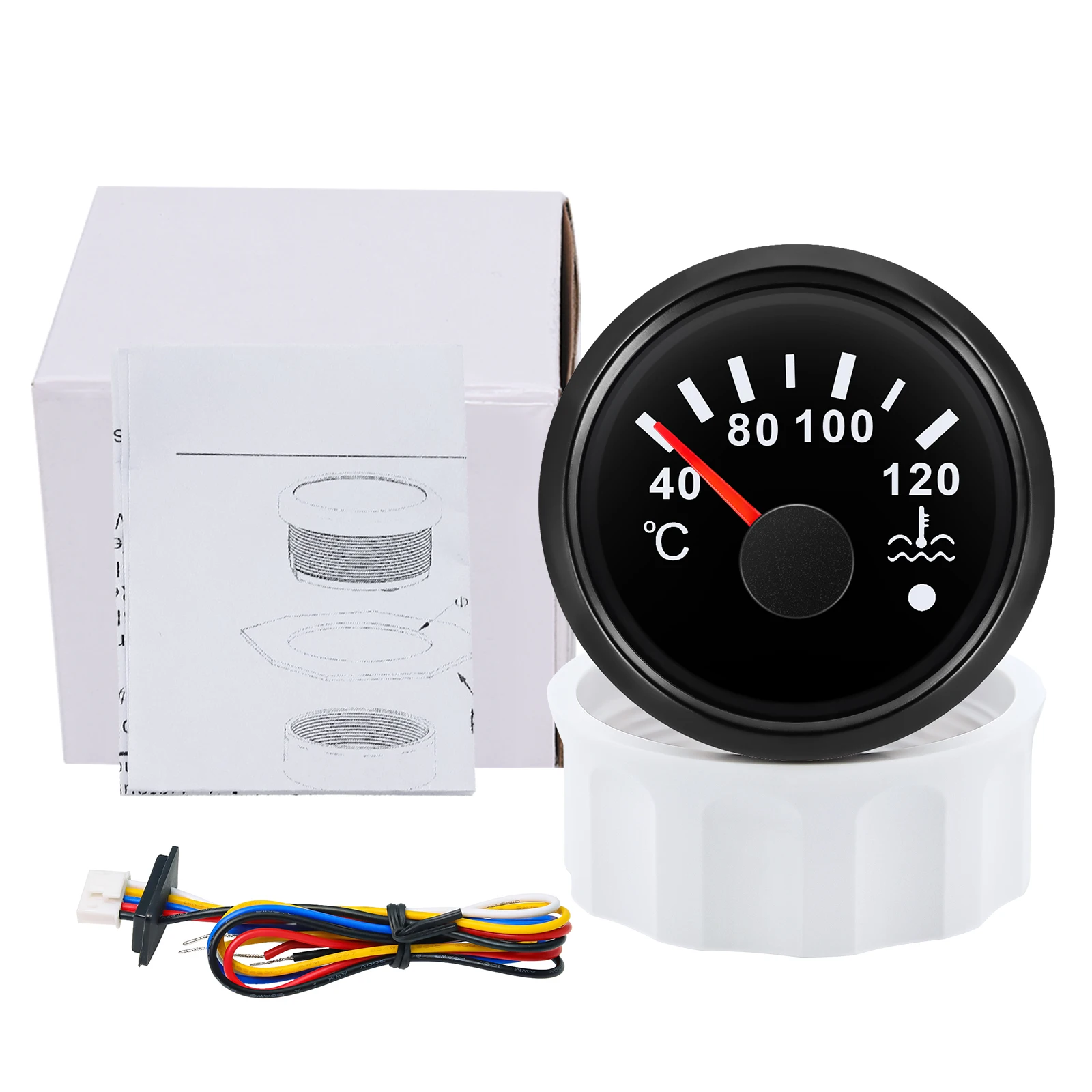 

2 "52 мм датчик температуры воды с сигнализацией 7 цветов подсветки 40-120 градусов Цельсия NPT1/8 датчик температуры для автомобиля 12 В 24 В лодка грузовик