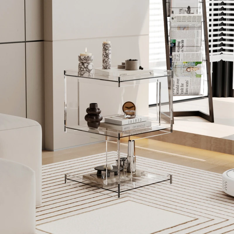 Акриловый черный прикроватный столик современный минималистичный роскошный