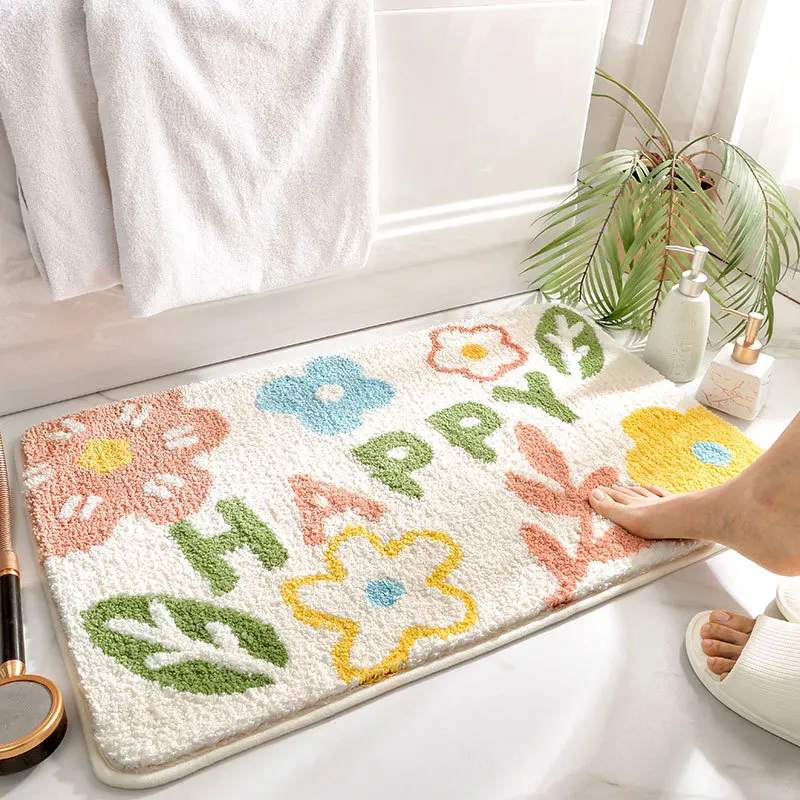 

Bathroom super absorbent non-slip quick-drying floor mat home porch small fresh and thick plush carpet bedroom door mat