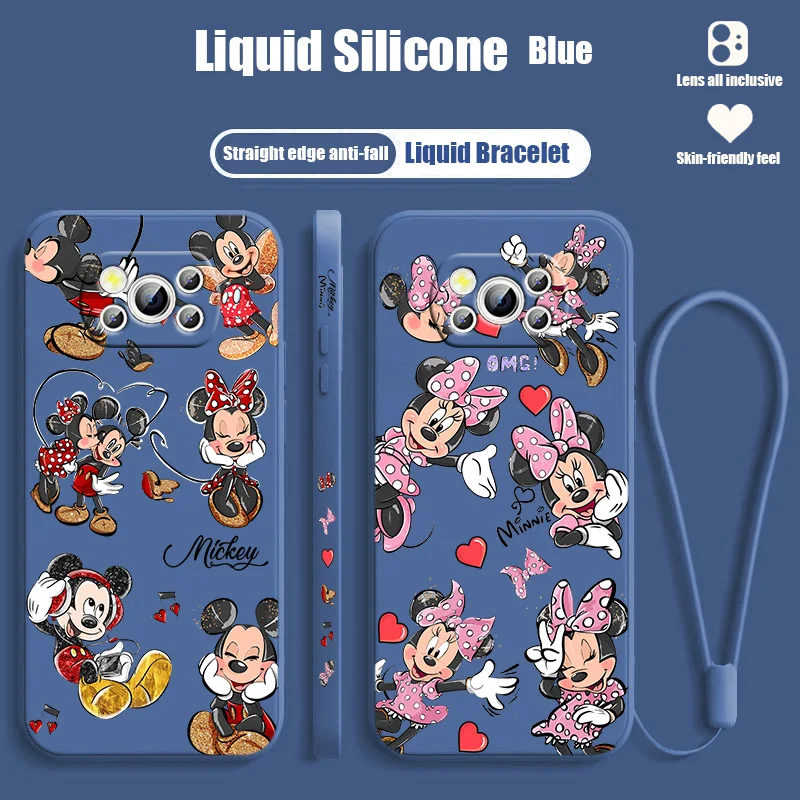 

Minnie Mickey Fashion Trends Phone Case For Xiaomi POCO M5s M4 M3 X4 X3 NFC X2 F4 F3 GT Pro C40 C3 Liquid Left Rope Cover