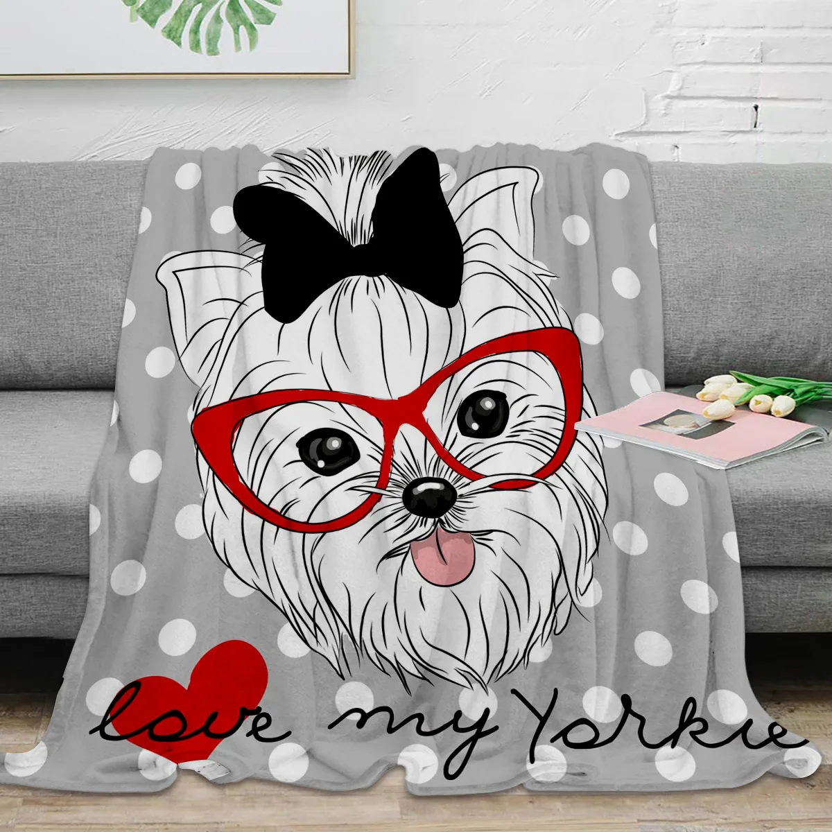 

Художественное одеяло с бантом для щенков, переносное теплое одеяло, одеяло для кровати, домашний декор, одеяло для дивана