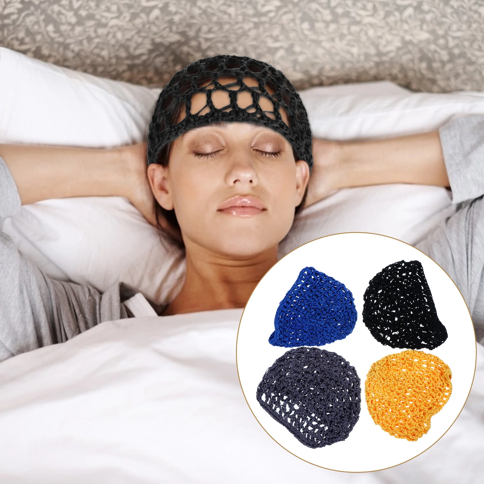 

Hair Net Capcrochet Sleeping Women Mesh Nets Snoodhat Crocheted Bonnet Hairnet Coverrayon Elastic Night Head Shortknitted