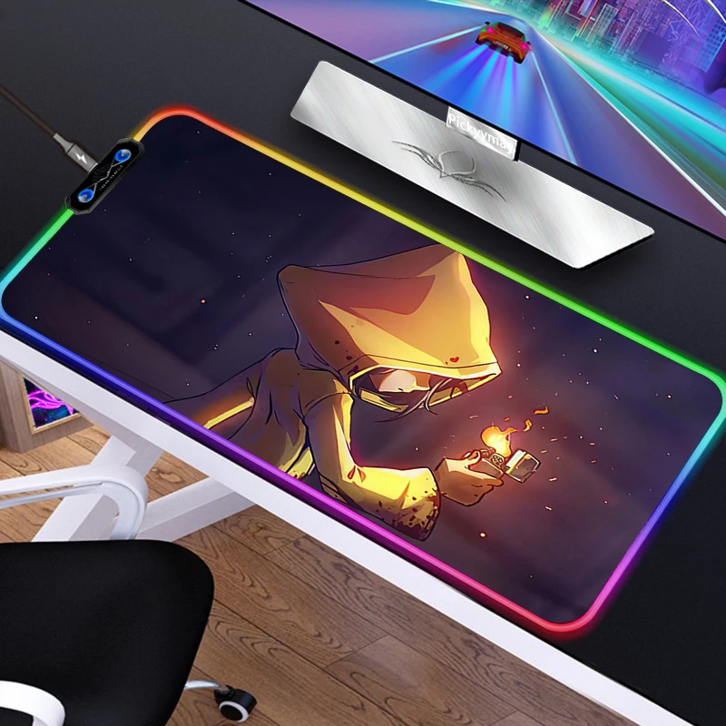 

Gaming Mouse Pad Little Nightmares RGB Large LED With Backlight Speed Gamer MousePad Desk Play Mat Computer Accessories CSGO LOL
