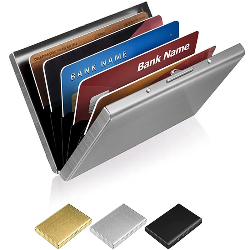 

Антимагнитный женский и мужской тонкий металлический кошелек с блокировкой радиочастотной идентификации и защитой от сканирования