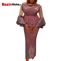 2 piece african set skirt and top long sleeve custome 2021 fashion patchwork plus size clothing for sexy lady wy7984