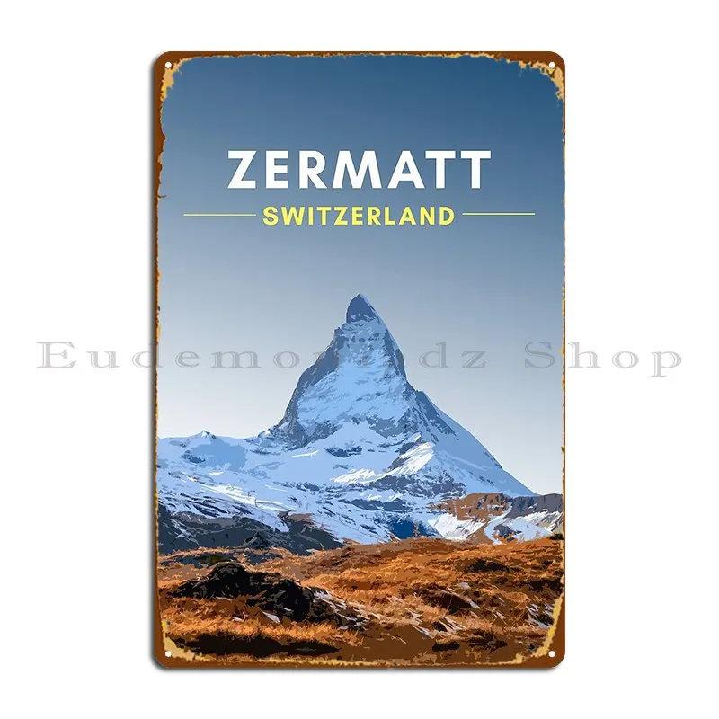 Matterhorn гора в Zermatt Швейцария металлическая табличка бар дизайн классический клуб