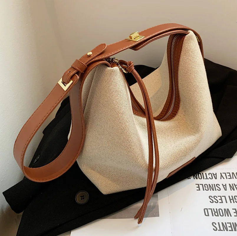 

Niche design bag women's bag summer all-match 2022 new trendy large-capacity messenger bag canvas shoulder underarm bag