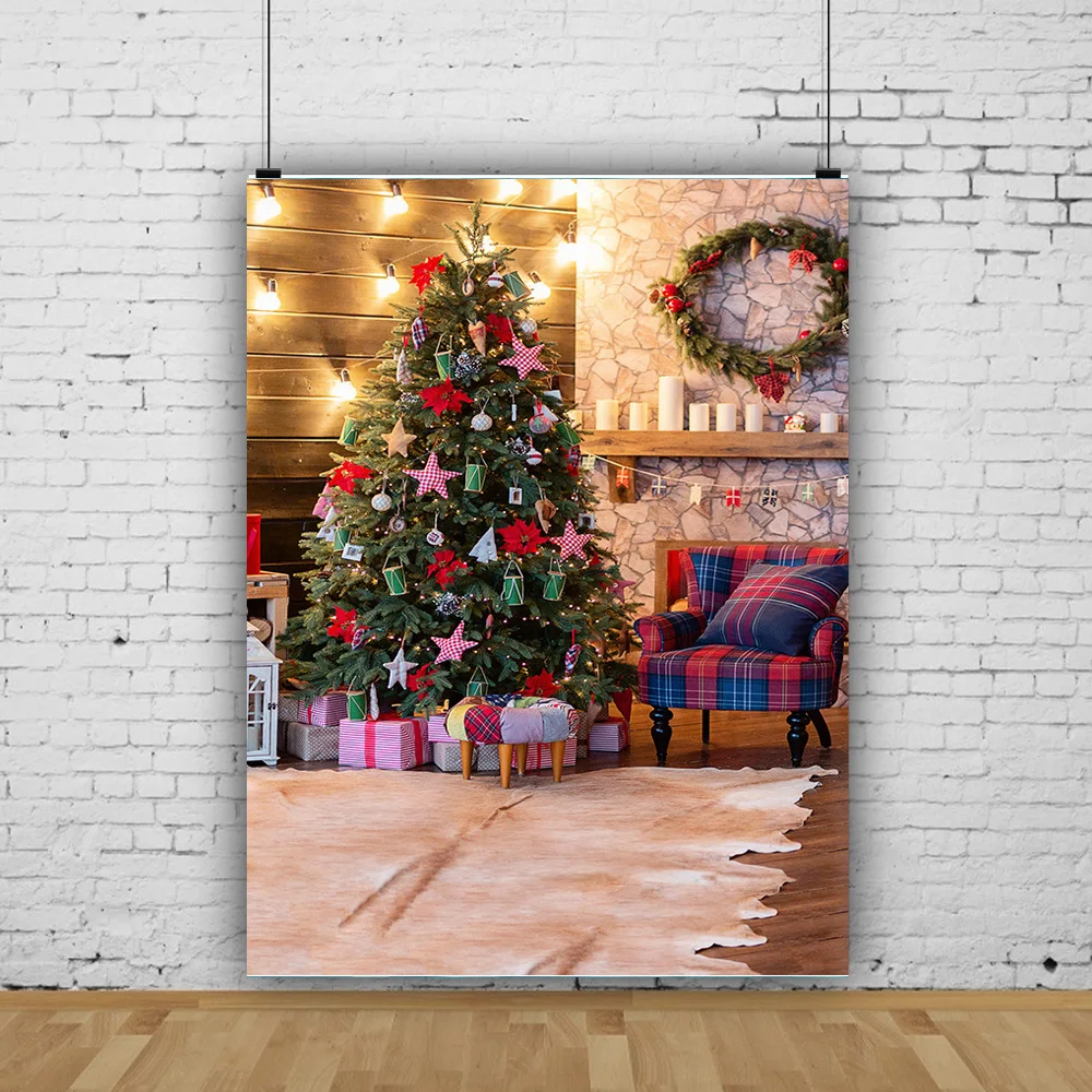 

Christmas Tree Wooden Board Flower Wreath Gift Photography Window Snowman Cinema Background Prop XBS-03