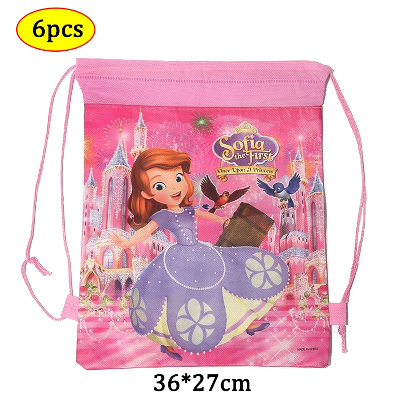 

6pcs Disney Princess Sofia Non-woven Fabrics Shopping Bag Drawstring Backpack Travel Storage Bags For Girls Birthday Gifts bags