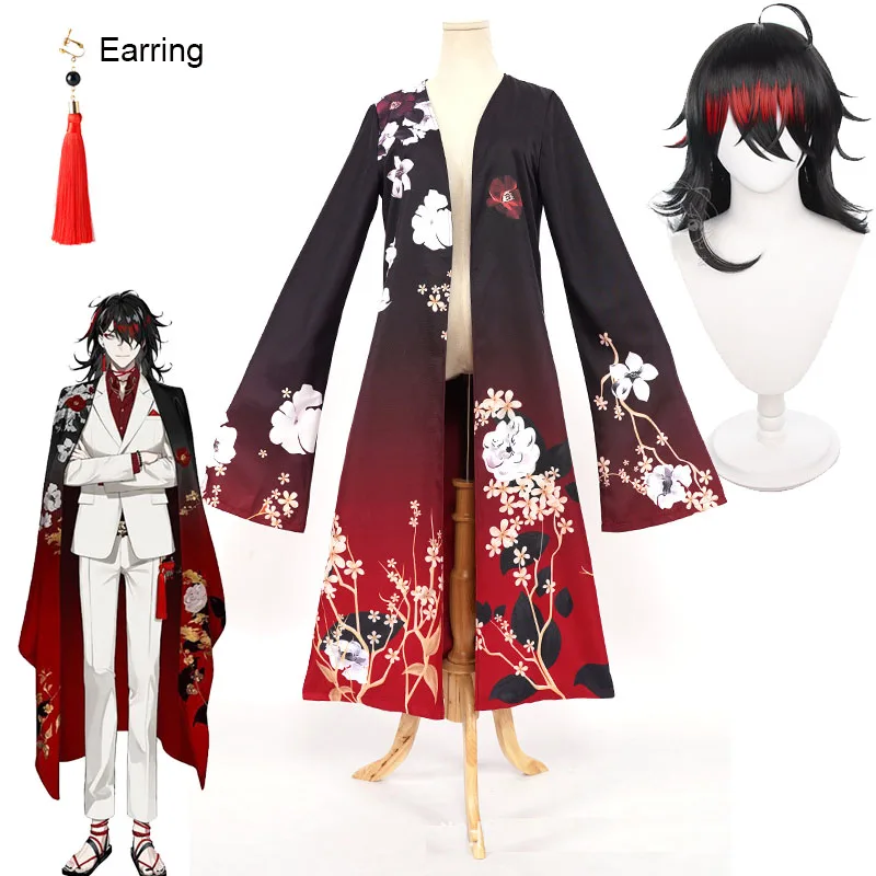 Плащ для косплея nimisanji Vox Akuma Luxiem VTuber папин парик и серьги унисекс японская