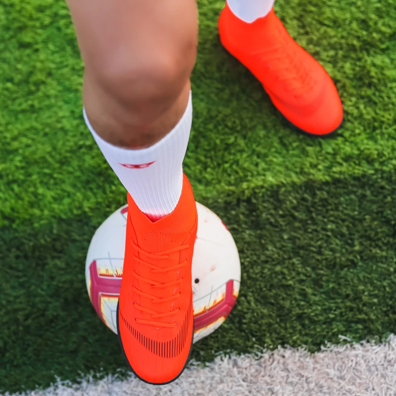 Mens Soccer Cleats High Ankle Football Shoes Long Spikes Outdoor Soccer Cleats Traing Boots for Men Women Tenis Soccer Hombre