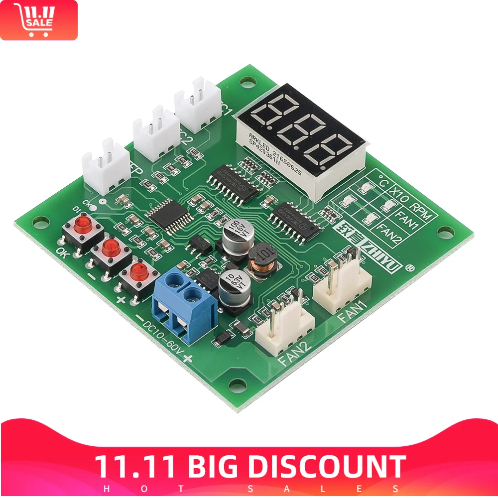 

2-канальный двигатель постоянного тока 12 В 24 в 48 в 4 провода PWM контроль скорости вентилятора ler цифровой дисплей регулятор контроля температуры поддержка EC EBM вентилятора